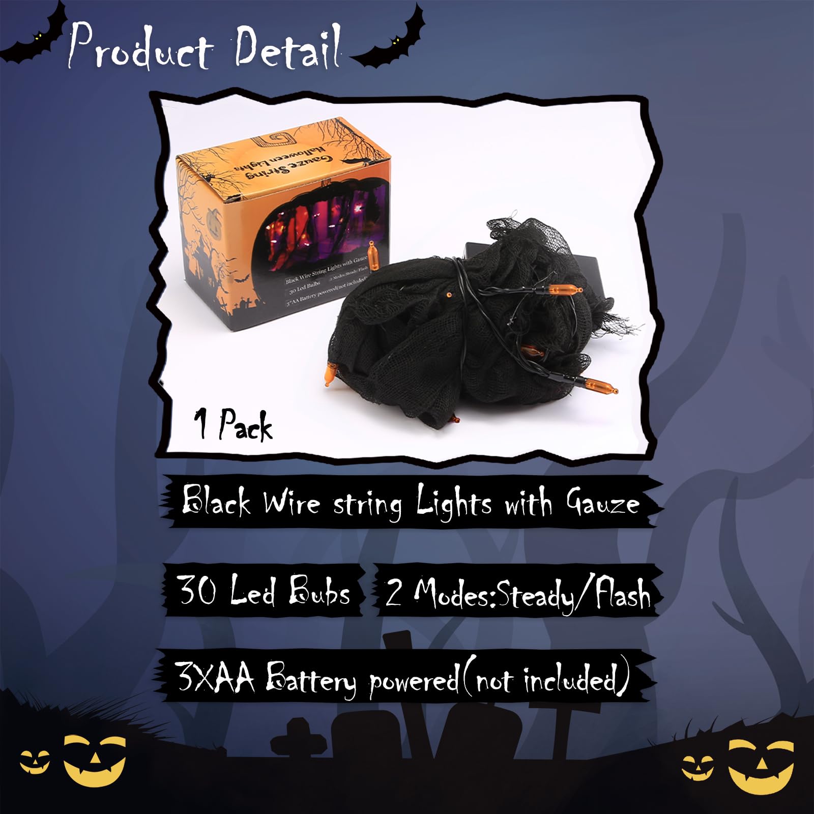 à Piles Halloween Bat Fée Guirlande Lumineuse Avec 20 LED Bleu On