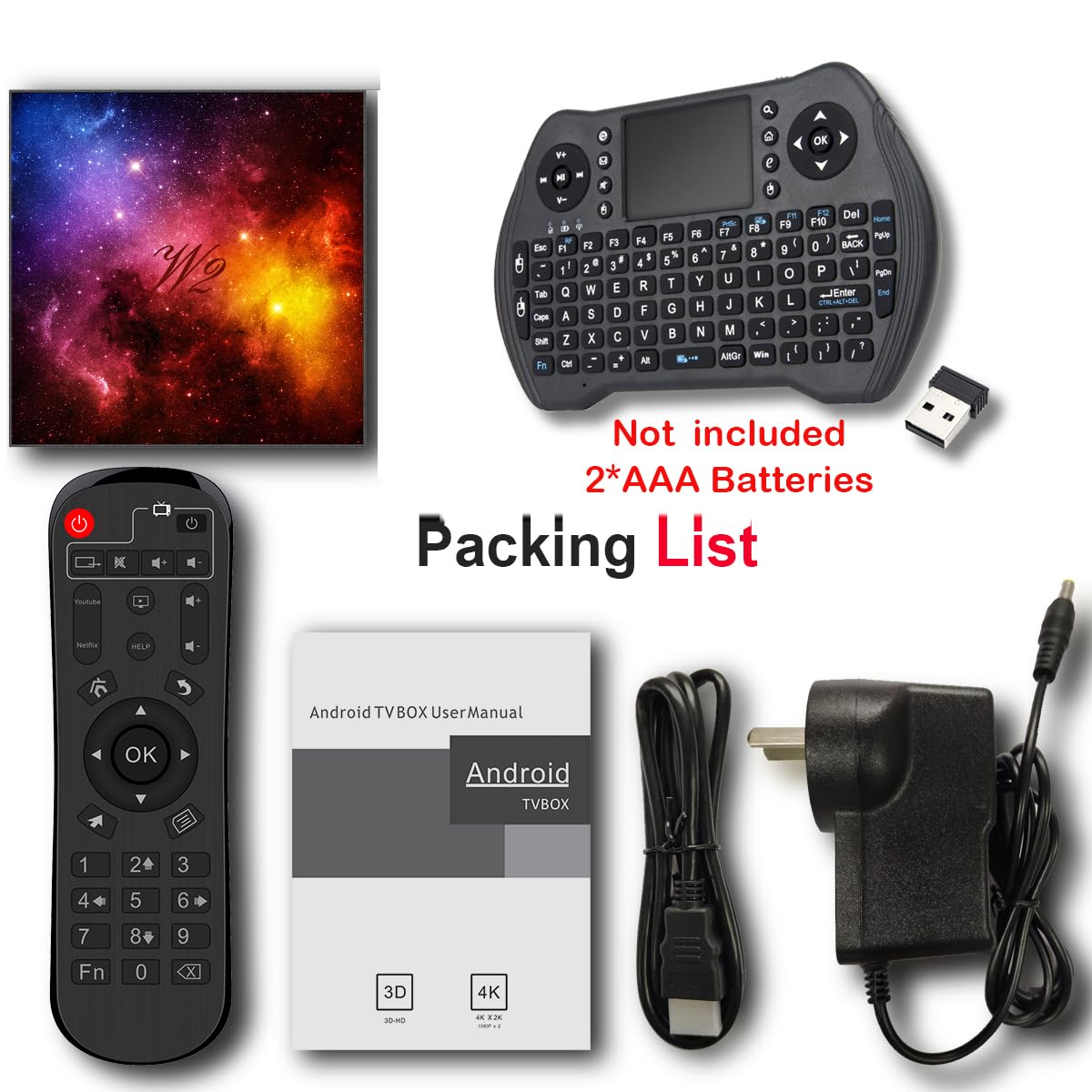 Android TV Box 4 GB RAM 64 GB ROM, Smart TV Box 4K UHD, Quad-core Wi-FI Dual Band 2.4G/5G, Bluetooth, HDMI, USB, con mini tastiera wireless inclusa. Ideale per Streaming e Giochi