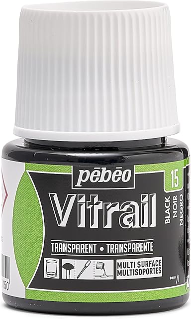 PEBEO 050-015 Vitrail Stained Glass Effect Glass Paint Bottle, Black, 45-Milliliter
