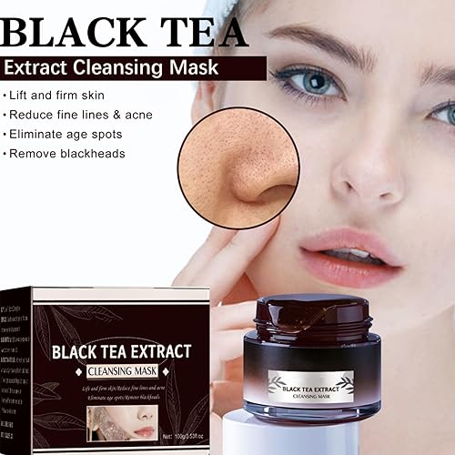 Miniatura 2 de CRIVERY 2 máscaras de té negro, máscara de piel de té negro, máscara de desollado de té negro, máscara de limpieza de extracto de té negro, máscara