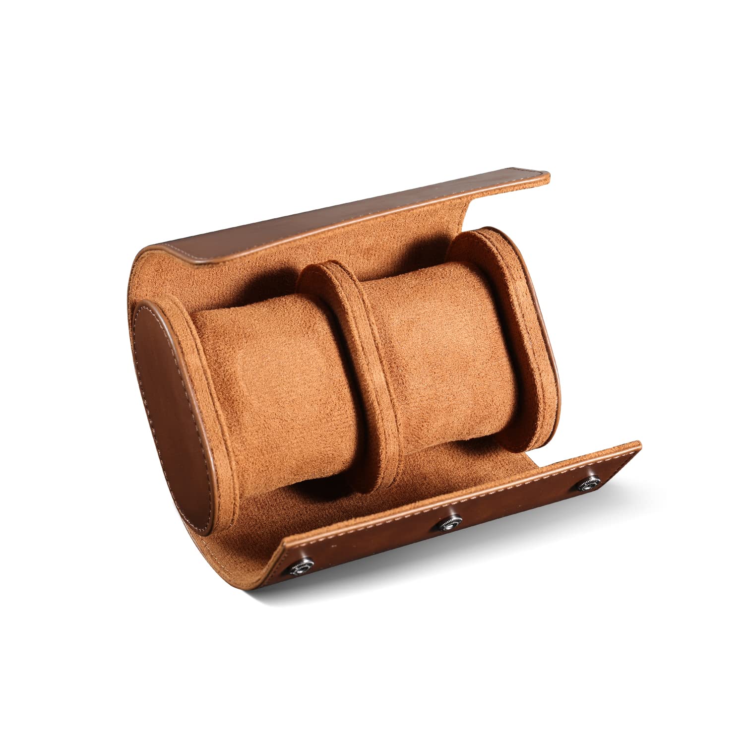 ROSELLE Watch Roll Etui podróżne dla mężczyzn i kobiet – organizer na 2 zegarki, bezpieczne przechowywanie dzięki wyjmowanym poduszkom i solidnym przegrodom, do domu, podróży i ekspozycji (brązowe)