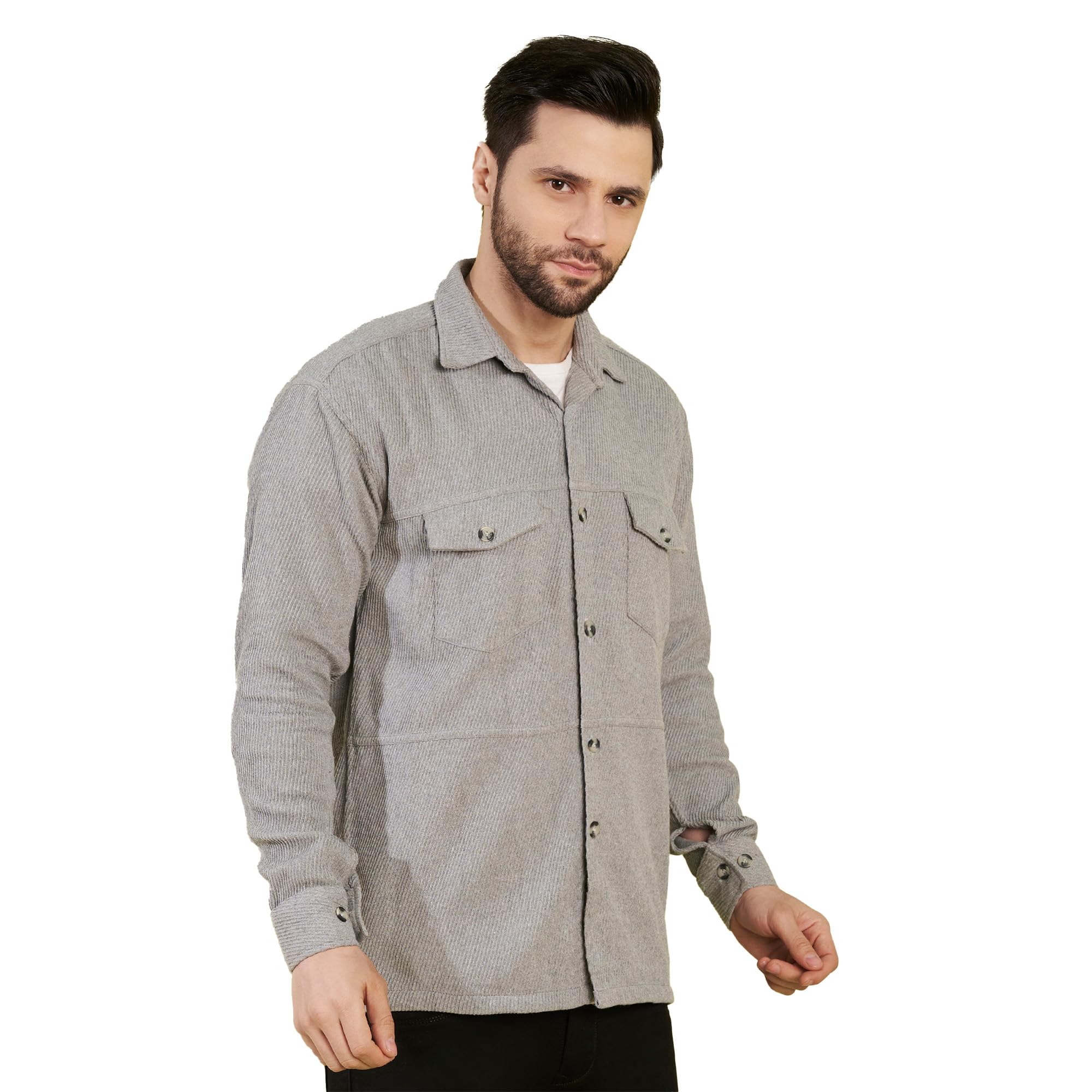 b bigreams - your comfort is our mission BIGREAMS Men’s Premium Corduroy Shacket Jacket – Full Sleeve Winter Wear, Stylish Casual Outerwear for Men-picture-14
