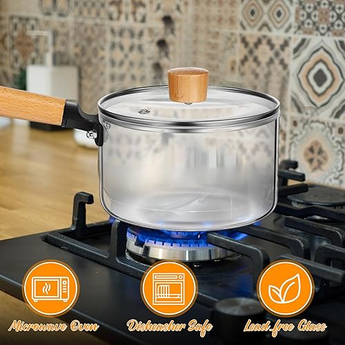 Miniatura 4 de Baderke Olla a fuego lento de Navidad para cocinar ollas festivas, olla a fuego lento con tapa y mango de madera, 2 cepillos y 2 alfombrillas de