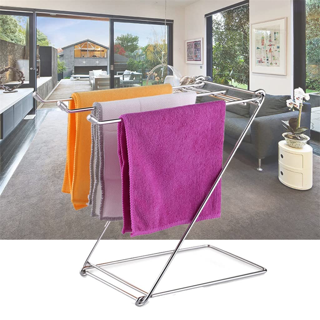 SLSFJLKJ Cuisine Salle de Bain Stable Support Antirouille Maison Porte-Serviettes Chiffons Pliable Vie Quotidienne Table en Acier Inoxydable sur Pied Vision
