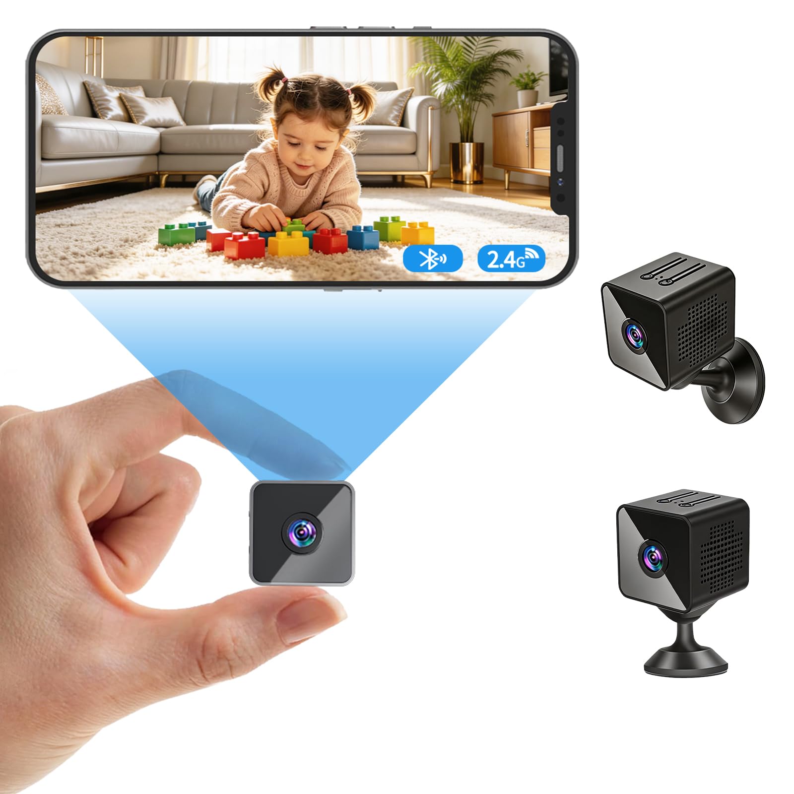 Utopyang Black Mini Spy Hidden Camera With 1080P, Night Vision, Ai Motion Detection, Audio,Intelligent Alarm, App Surveillance,150° Ultra Wide Angle Wireless Wifi Home Security Cameras For Home Room Indoor