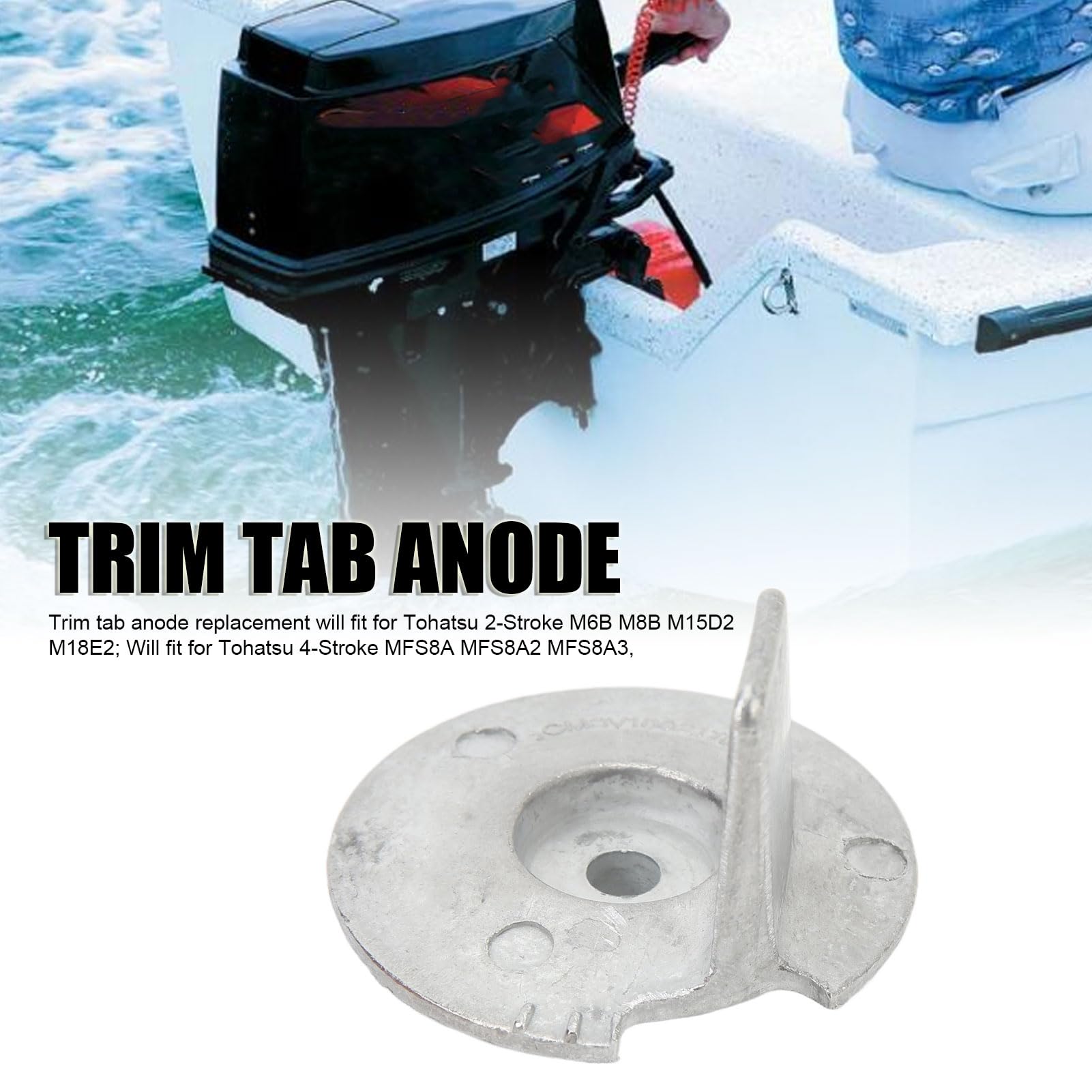 Anode de Protection pour Moteur de Bateau, Résistance à L'oxydation, Légère 3V1 60217 0, Languette de Protection pour Moteur Hors-bord en Aluminium pour Hors-bord Tohatsu 6 8 9,8