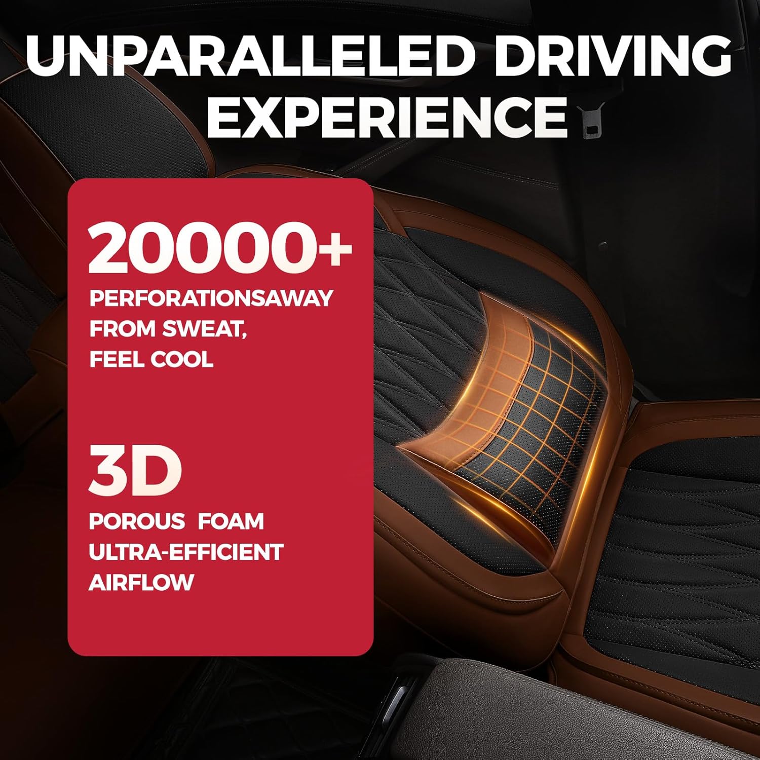 FREESOO Black Brown Car Seat Covers Full Set - Faux Nappa Leather Seat Covers for Cars, Breathable Waterproof Front Seats Protector with Lumbar Support, Universal Fit for Automotive Sedan SUVs Pickups