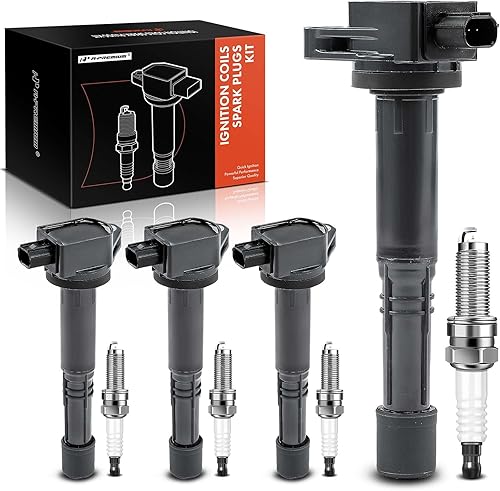 A-Premium Juego de 4 bobinas de encendido y bujías de iridio compatibles con Honda CR-V 2010-2014, Civic 2012-2015, Accord 2008-2012, Crosstour