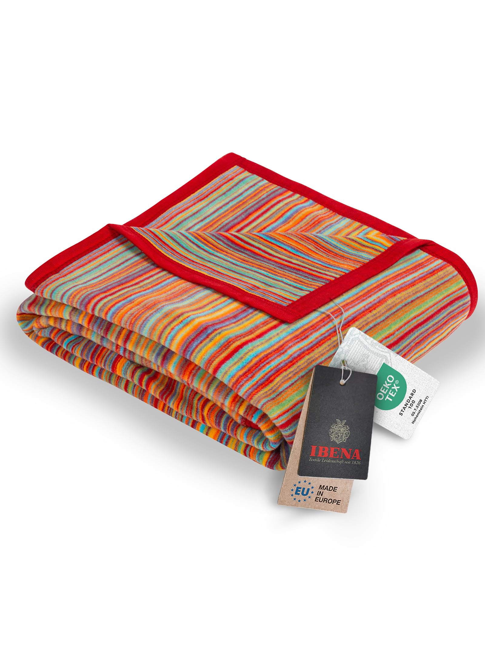 Ibena Colourful 3599/100 Cotton Blend Cuddle Blanket 200 X 150 X 1 Cm, Multi-Coloured