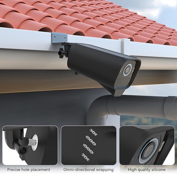 Gutter Mount for eufyCam S3 Pro Camera, Waterproof Silicone Case and Gutter Mount for Eufy Security Surveillance Camera (Black)