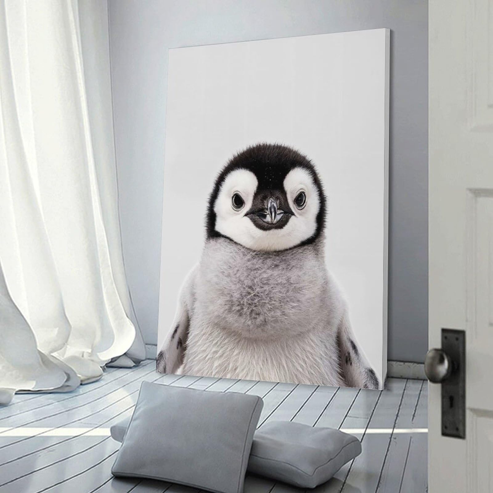 Junmoney Cute Baby Penguin Room Decor Wall Art, 08x12inch(20x30cm), for Front Hall, Corridor Or Welcome Spaces, A Neat Decor Update for Hallways