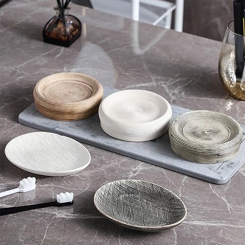 Miniatura 8 de Jabonera de cerámica vintage bandeja jabonera para ducha, baño, fregadero, cocina, encimera de esponja (negro y marrón)