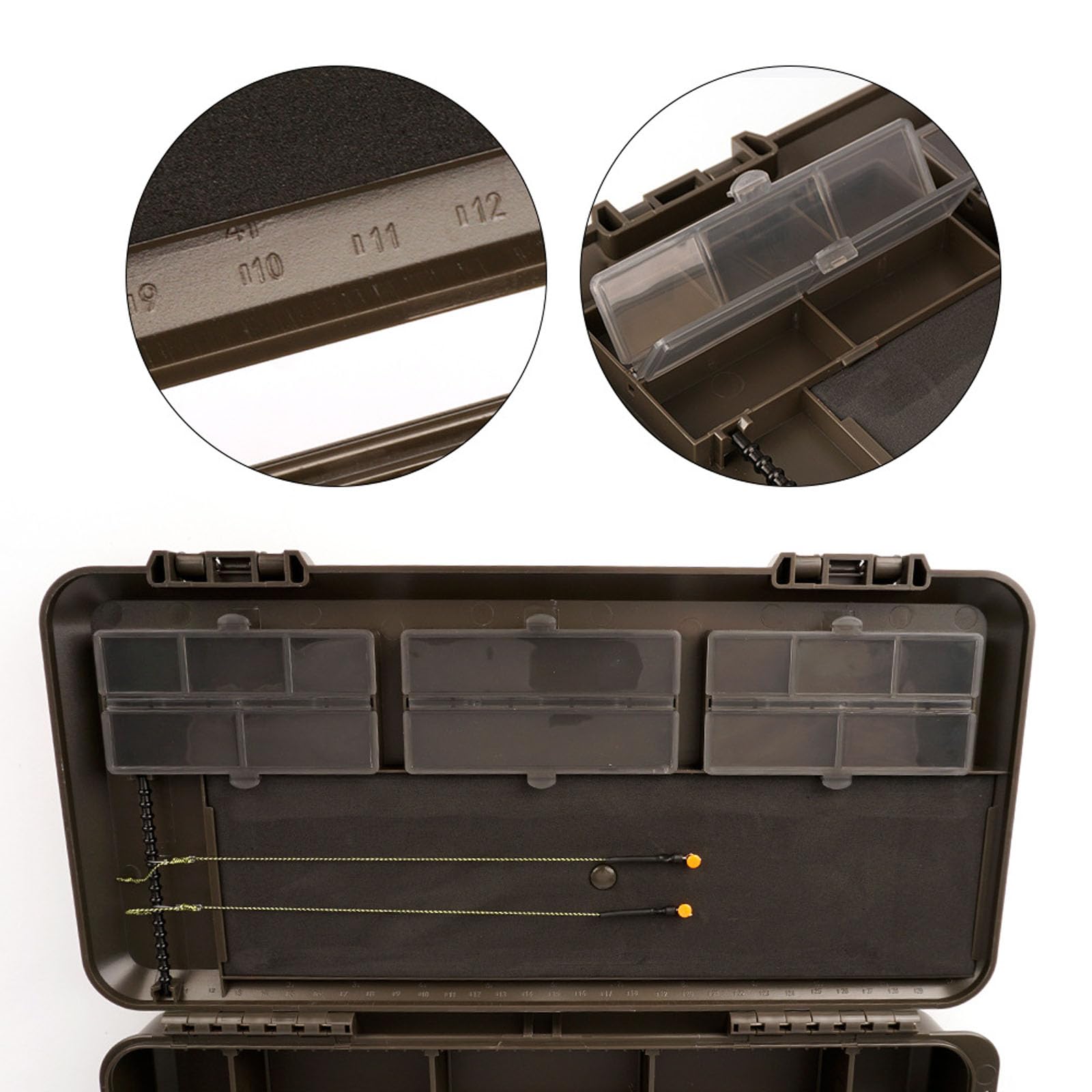 Caja de aparejos de pesca portátil de ABS con múltiples compartimentos para un fácil acceso al gancho y accesorios, organizador de aparejos de pesca, organizador de aparejos de moda europea