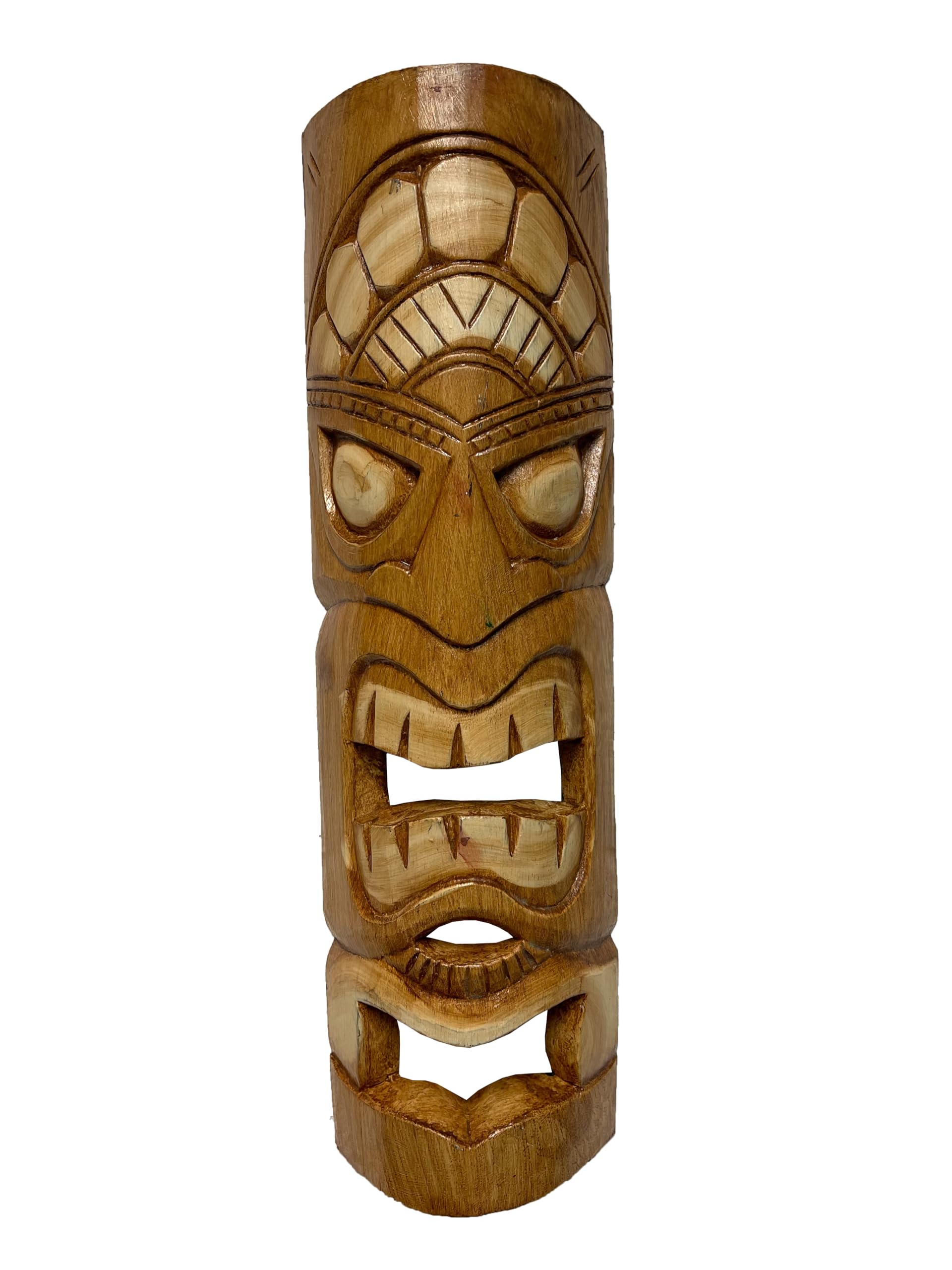 My Family House Tiki Mask Wall Hanging - Natural - Hand Carved Albesia Wood Decoration Tiki Bar Hawaiian Garden Hand Painted Tropical