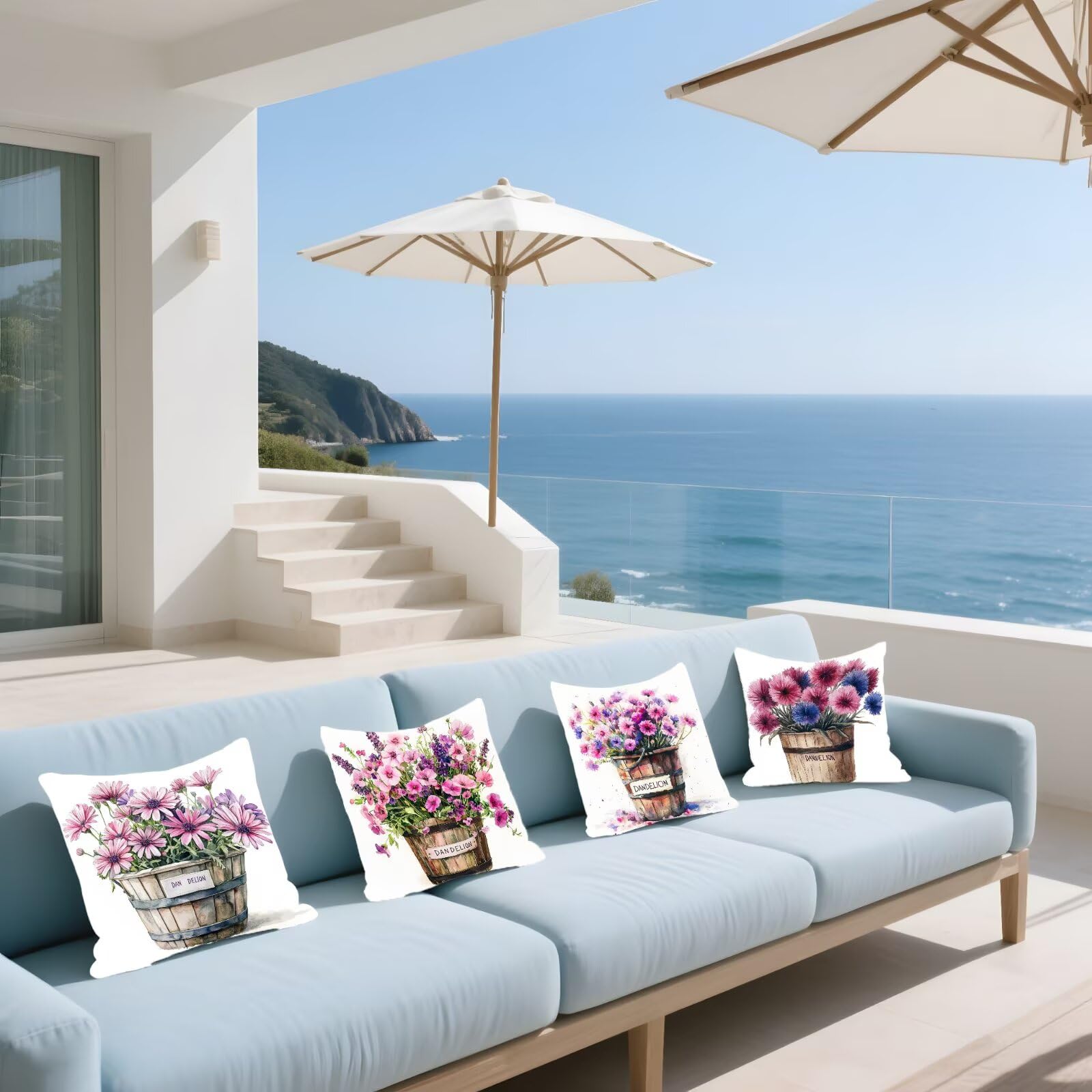 Cojines Sofa Fundas Cojines 50x50cm SúPer Suave Cojin Rosa Diente de león Juego de 4, Fundas Almohada Impermeable Exterior, Interior Y Exterior Cojin Decorativos, Para SalóN Regalos NavideñOs P-135