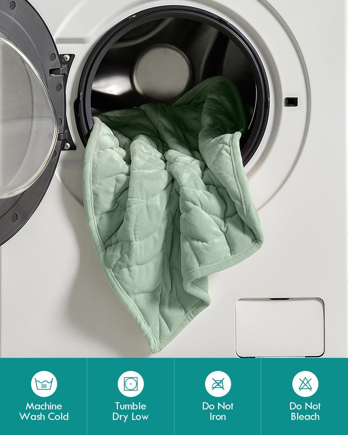 Sivio Manta Ponderada para Adultos 3.2 kg 104x135 cm, Terciopelo de Cristal Suave, Relajación y Viaje, Todas Las Temporadas, Lavable a Máquina | Verde Claro