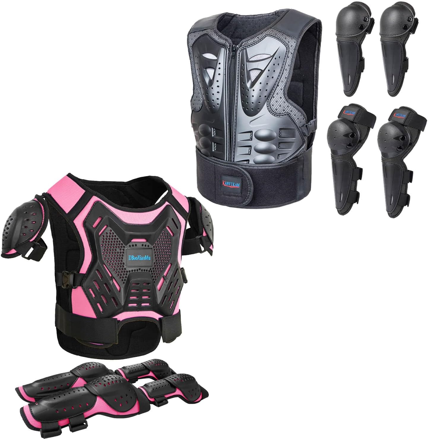 Kids Motocross Vest for Dirt Bike ATV Skateboard,Children Body Armor Protection with Knee Pads Eblow Pads 2 Sets
