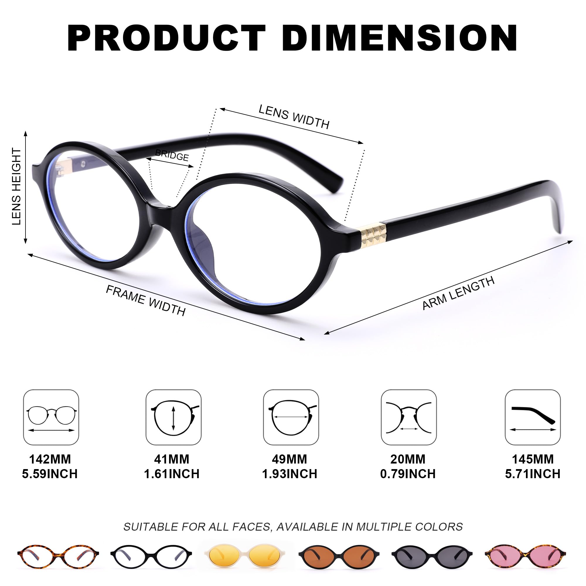 SCVGVER Lunettes ovales à lumière bleue pour homme et femme - Tendance - Clair - Mignon - Lumière bleue - Lunettes de lecture - Travail