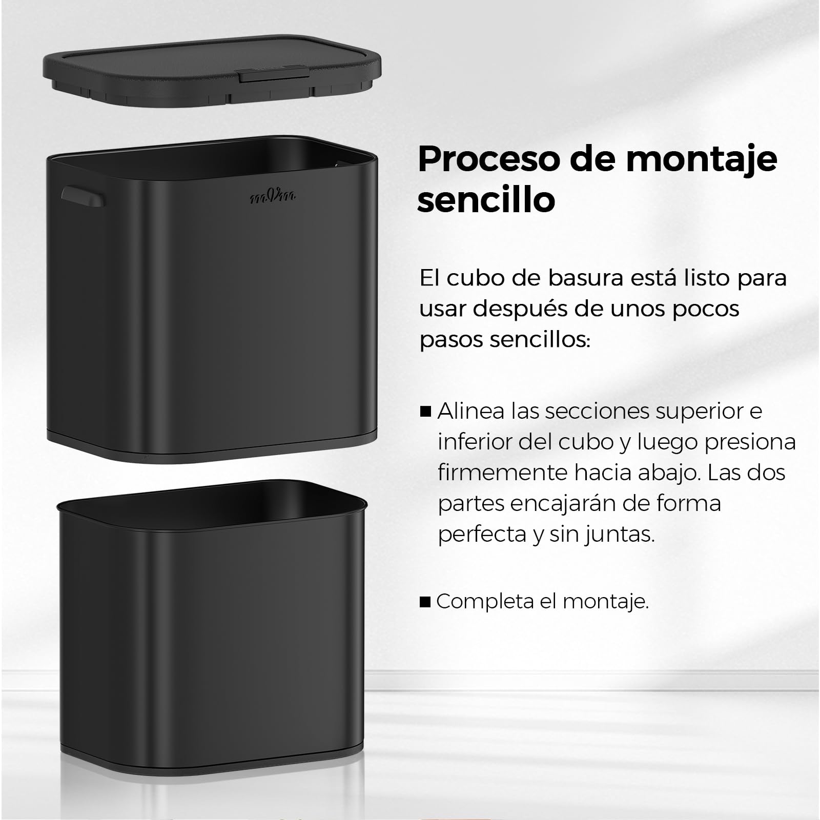mVm Cubo de Basura Cocina Reciclable, Papelera 70L de Gran Capacidad con Interruptor de Presión Manual (Negro), Ideal para Oficina, Cocina y Sala de Estar