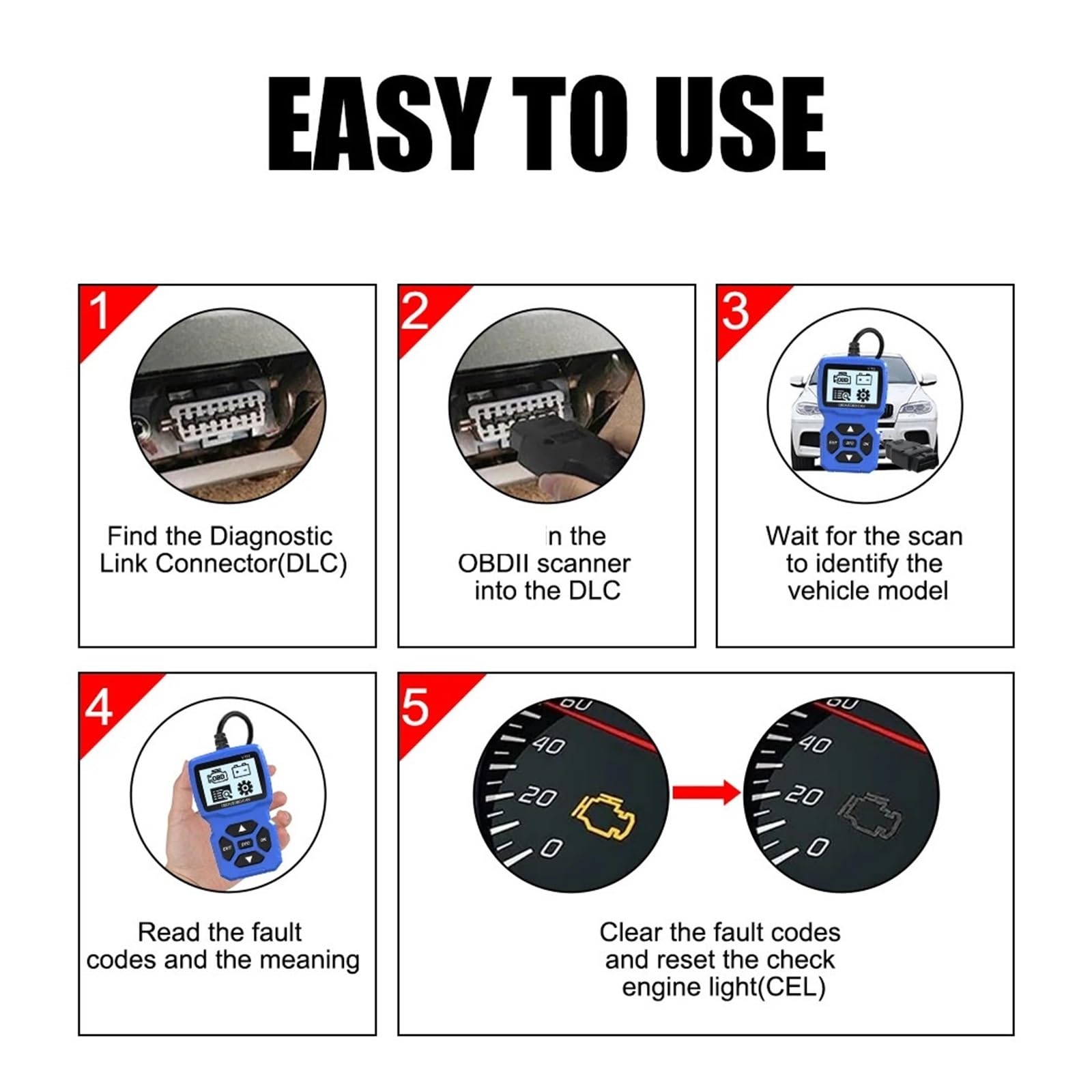 Tester batteria OBD2 Scanner Controllo motore Lettore codice V750 Strumento diagnostico auto multilingue Leggi informazioni veicolo