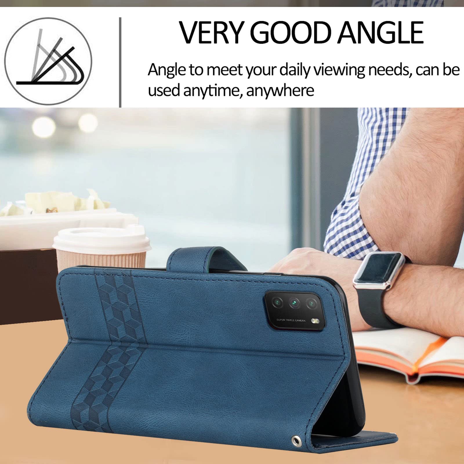 Custodia A Portafoglio Per Xiaomi Redmi 9T – In Similpelle Blu, Con Slot Per Carte, Supporto E Chiusura Magnetica - 2