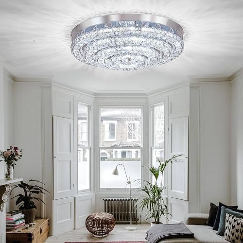 Miniatura 2 de Lámpara LED moderna de montaje empotrado con cuatro anillos, lámpara de techo redonda para dormitorio, sala de estar, comedor (4000 K, blanco frío)