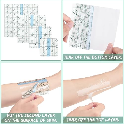 Vista 16 de BBTO 100 piezas de vendaje adhesivo transparente elástico impermeable transparente para tatuajes para cuidado posterior de tatuajes, envoltura