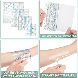 BBTO 100 Pcs Transparent Stretch Adhesive Bandage Waterproof Clear Patches Cover Protective Shower Film Wrap (3,4,6,8 Inch)