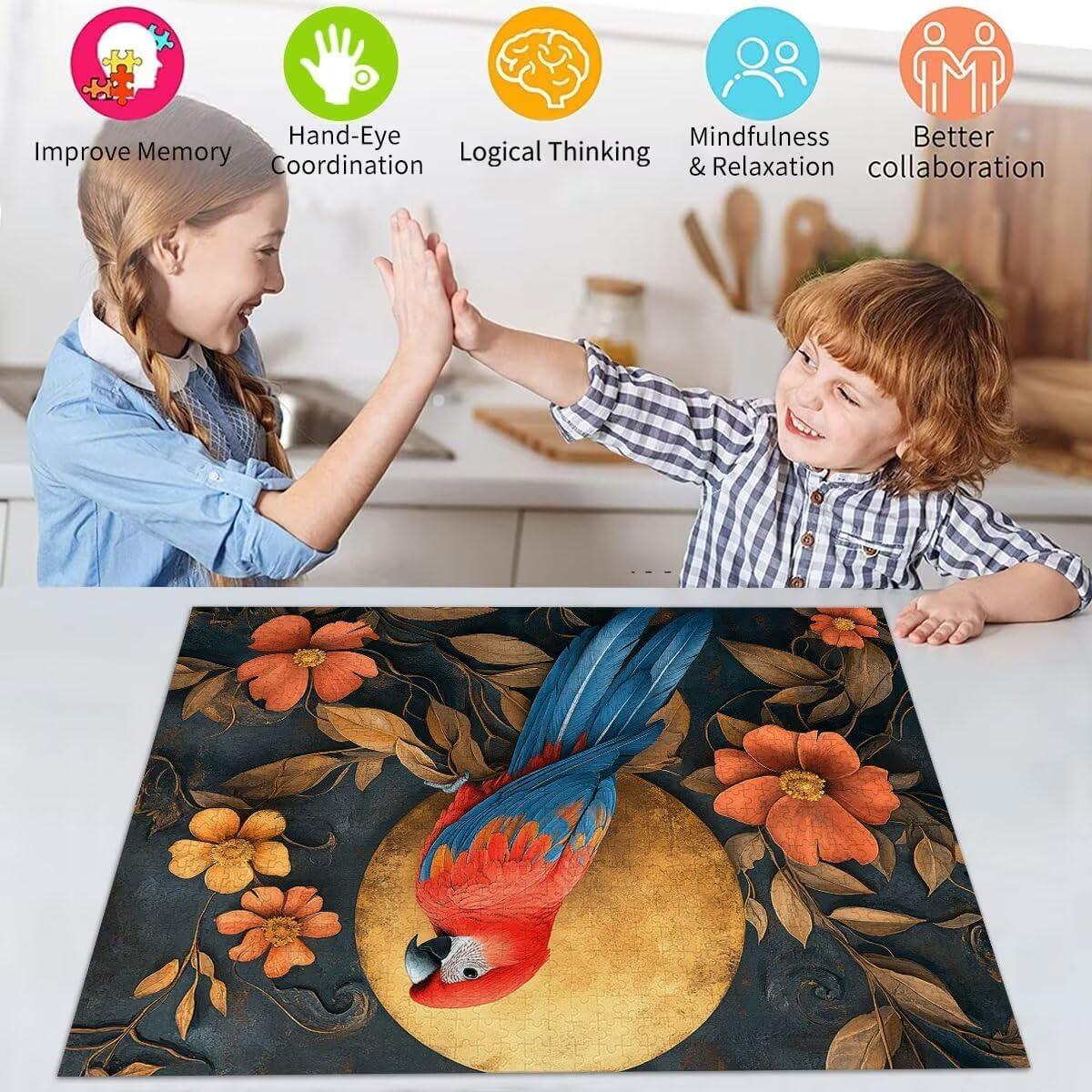 Papagei Puzzle für Erwachsene Kinder Anspruchsvoll 5000 Teile Impossible Klassische Puzzles Schwer Vogel ab 8 9 10 Jahre Mädchen Jungen Jigsaw Kunst Educa,für Dekoration und Geschenke 105x156cm t-977
