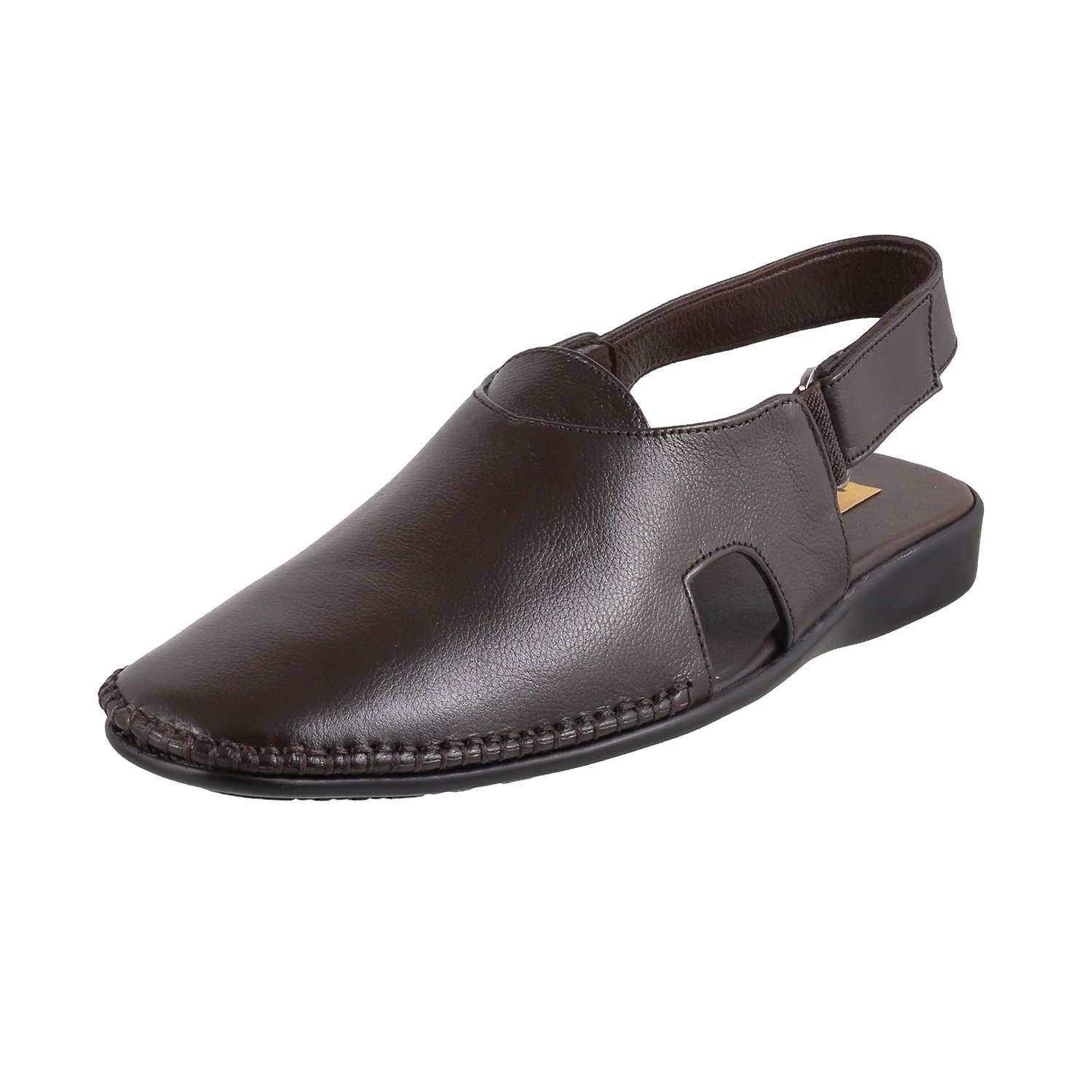 Mochi Men Maroon Leather Sandals-10UK 