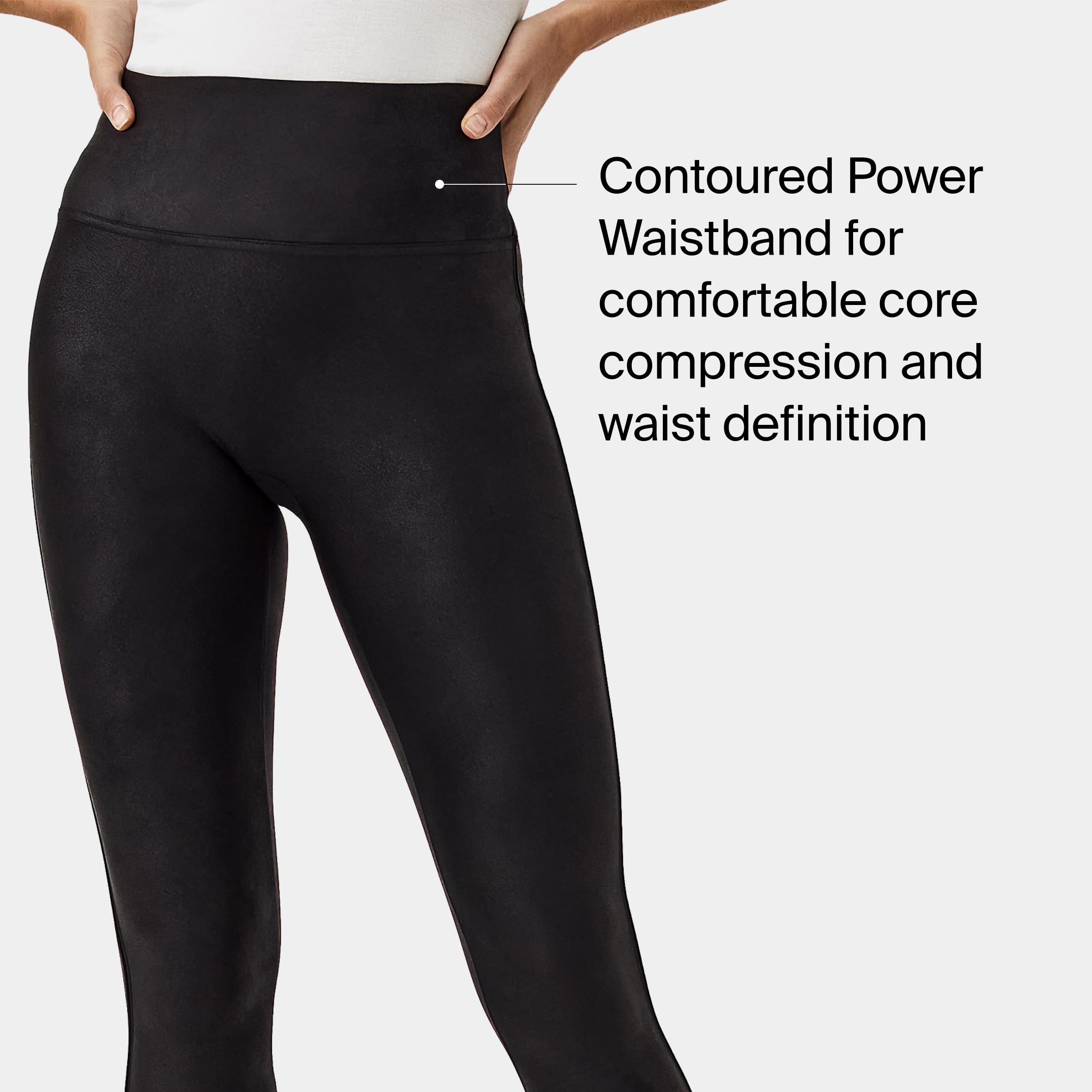 Spanx Fleece Lined Faux Leather Legging - Włóknina Kobiety