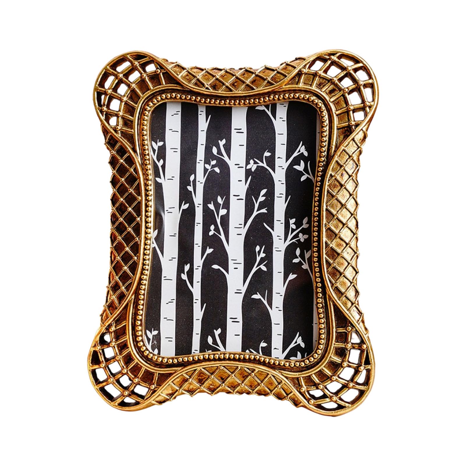 carotoe Ornate Photo Frame Resin Beaded Lattice Edges Picture Frame for Wall or Tabletop Display, Mantel Shelf & Holiday Home Decor Desktop Display Photo
