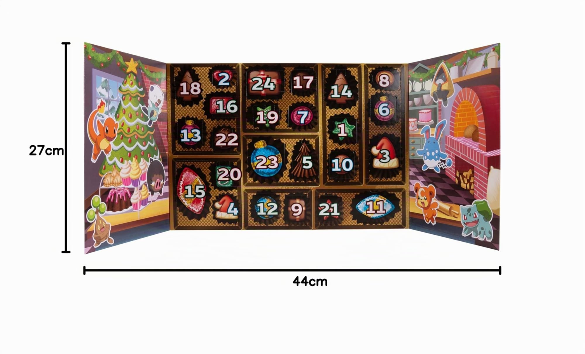 Pokémon Calendrier de l'avent Pokémon 2025 – Comprend 16 figurines de combat de 5 cm avec une finition spéciale et 8 accessoires uniques