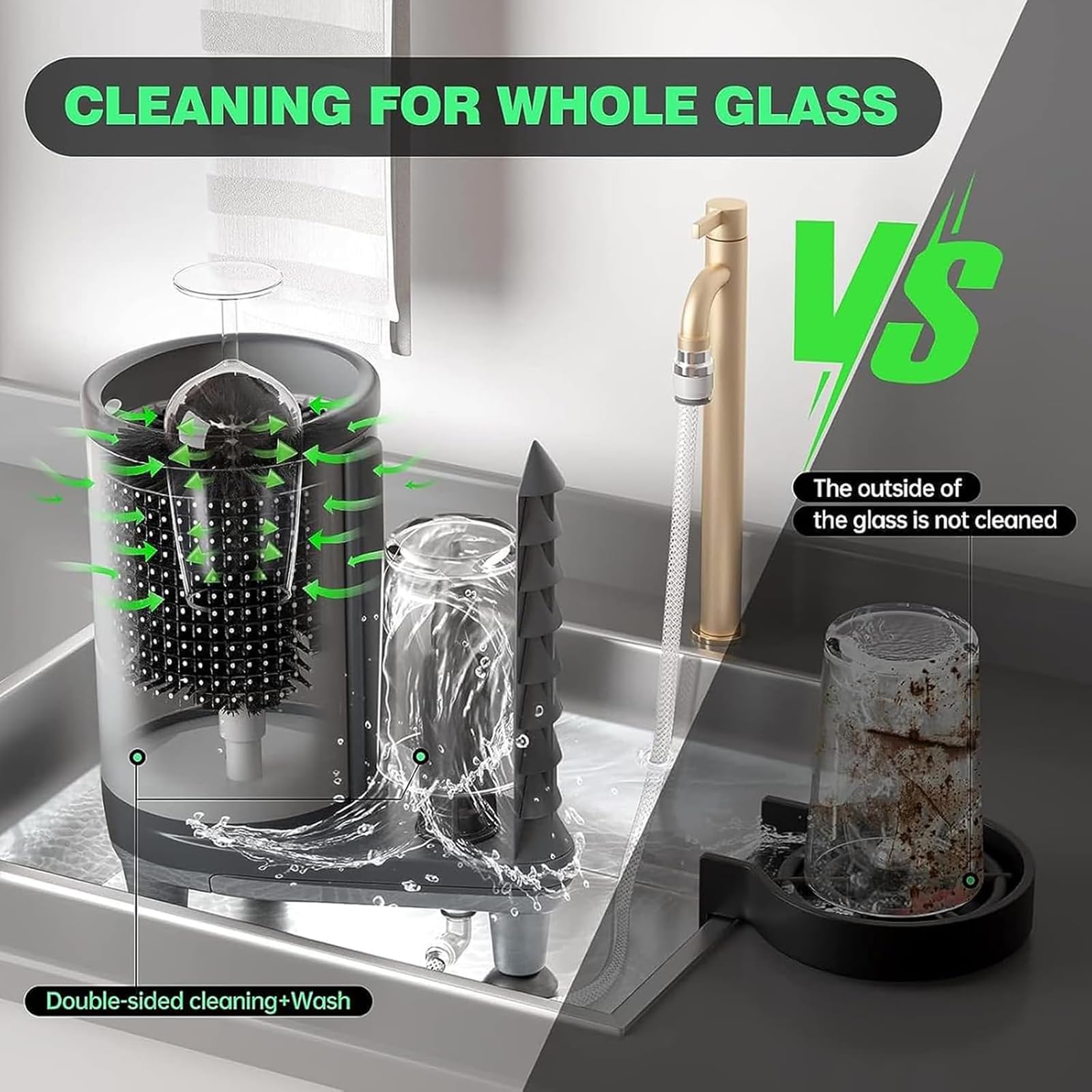 Lave-Verres Automatique, Nettoyeur De Bouteilles, sans électricité