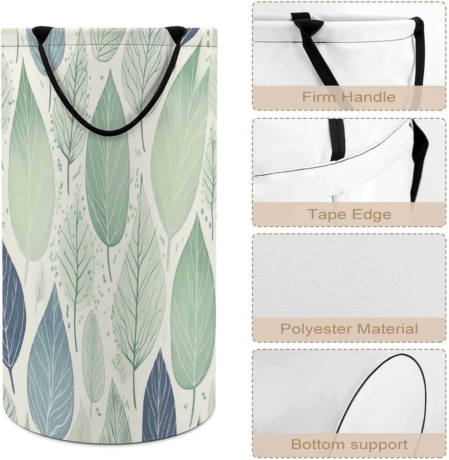 Plant Tree Leaf Laundry Hamper Large Collapsible Laundry Basket with Handles Waterproof Clothes Hamper Portable Dirty Clothes Basket for Bedroom Laundry Room Closet Bathroom