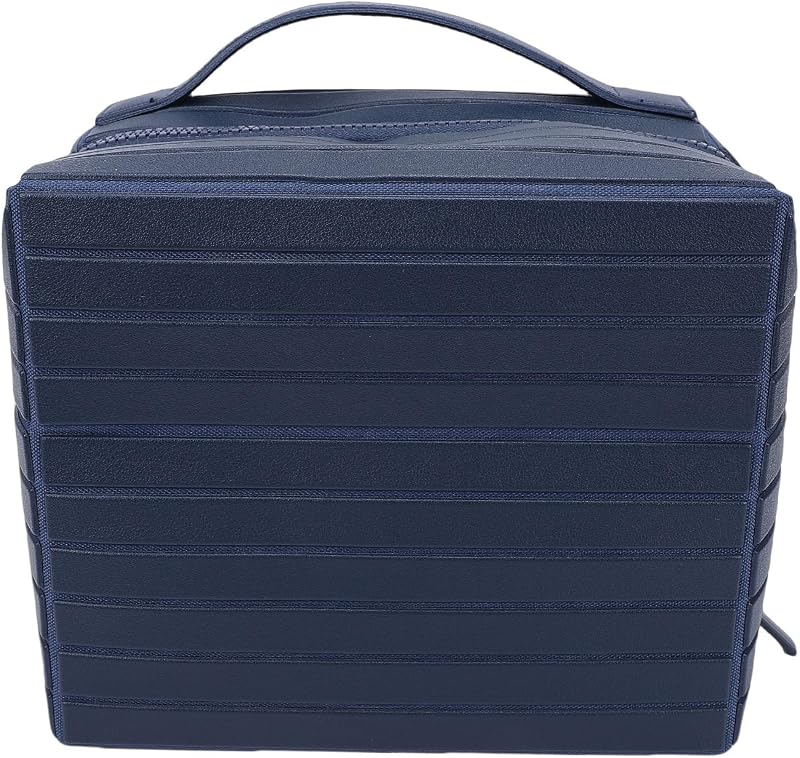 Necessaire dobrável Yechiry para maquiagem e itens de higiene, com compartimentos, fechamento por botão de pressão, Navy Blue, 1 unidade