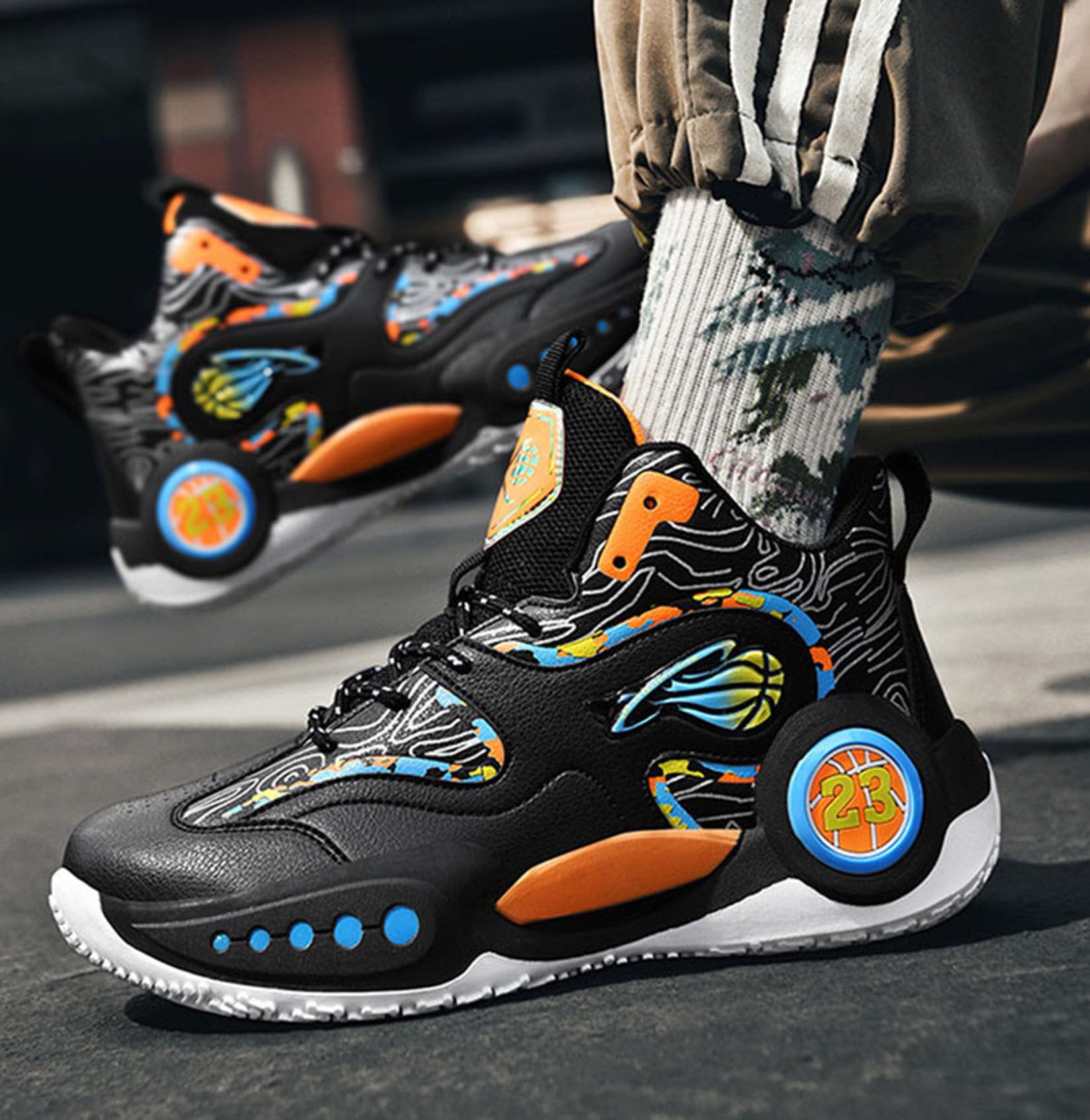 Zapatillas De Baloncesto Zapatillas Deportivas para Hombres Al Aire Libre Zapatillas De Entrenamiento Antideslizantes(35 EU, Q3)
