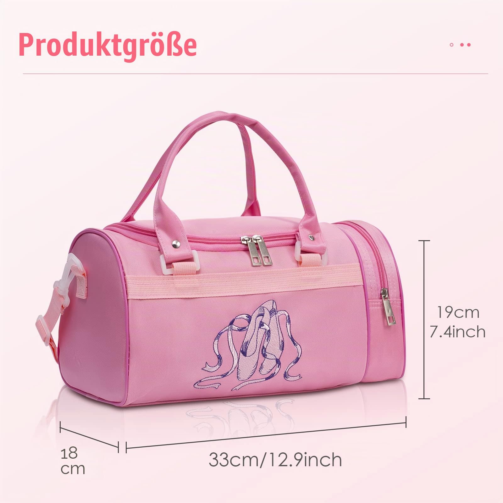 DoGeek Balletttasche Sporttasche Ballett Rucksack Tragegriffe Umhängetasche Sporttasche Tasche für Mädchen Fitness Sport Gymnastik Freizeit Tanztasche