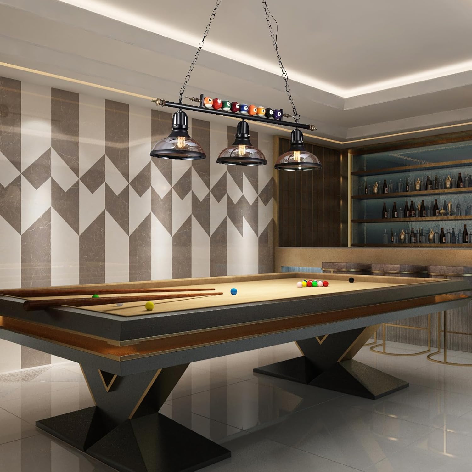 Adjustable Industrial Vintage Pool Table Pendant Light - Billiard Lights for Snooker Table, Kitchen Island, Hanging Decoration Chaner