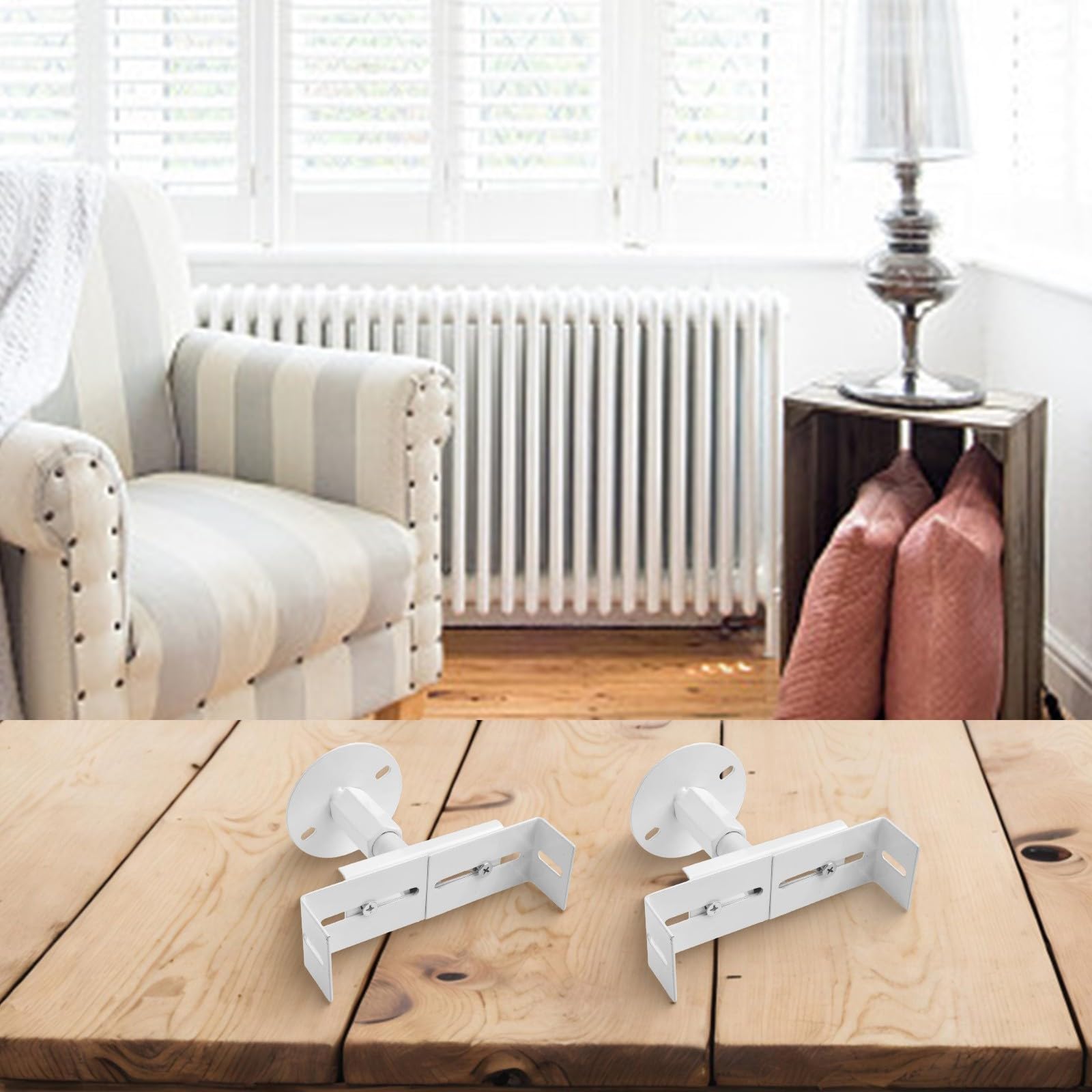 Lot de 2 supports de radiateur réglables en aluminium pour un positionnement sûr des radiateurs en fonte à 8 à 13 cm de hauteur