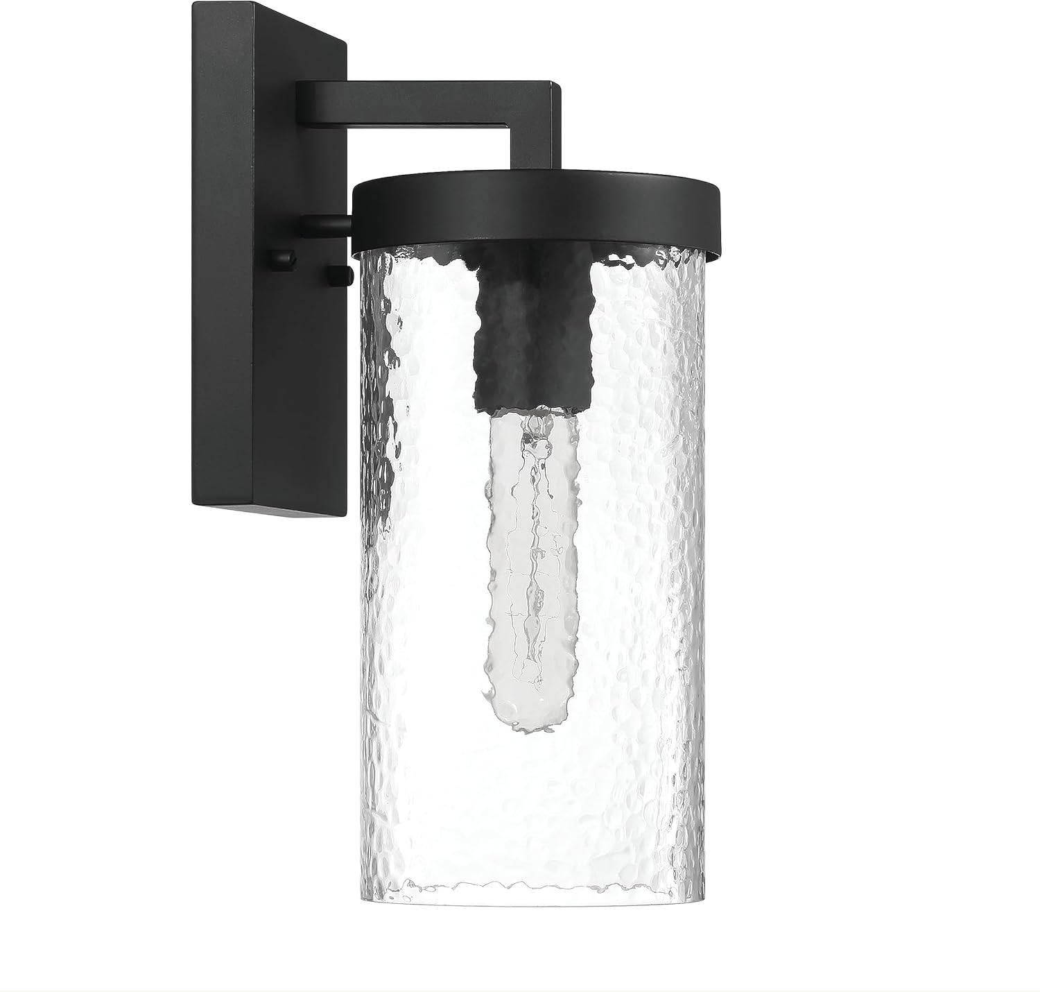 Aria - Modern Minimalist Cylindrical Textured Water Glass and Metal Wall Mounted Outdoor Light, Matte Black