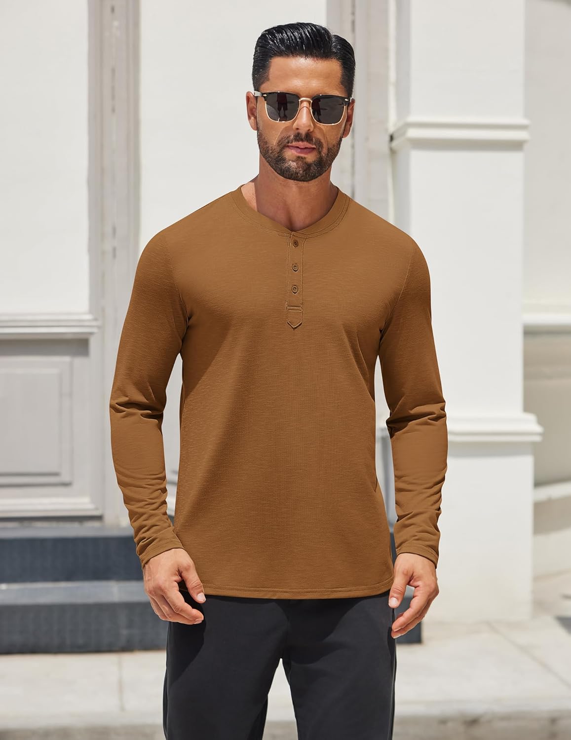 COOFANDY Men's Henley Shirts Long Sleeve Lightweight Button T-Shirt Casual Basic Tee Top - Image 2