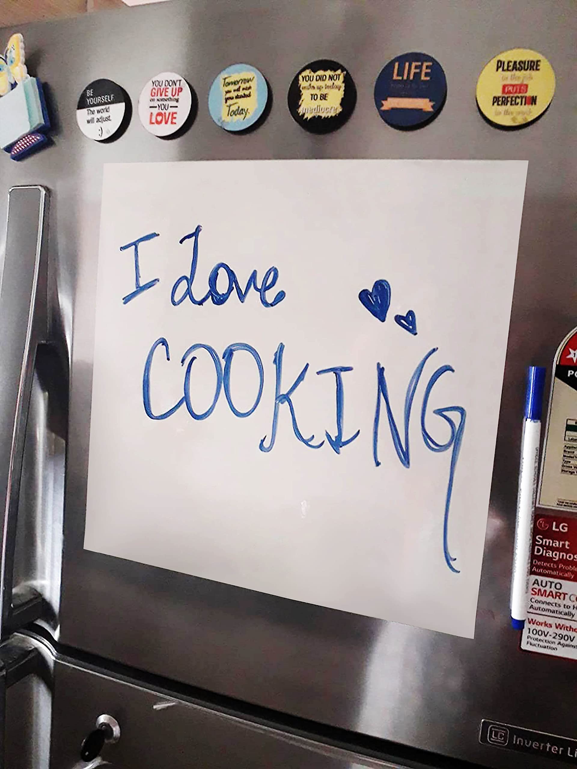 WallDesignMagnetic White Board Planner Sheet (30x30cm, Square) with Marker Pen - Dry Erase Flexible Writing Film for Kitchen Fridge / Office Godrej / Metal Wardrobe