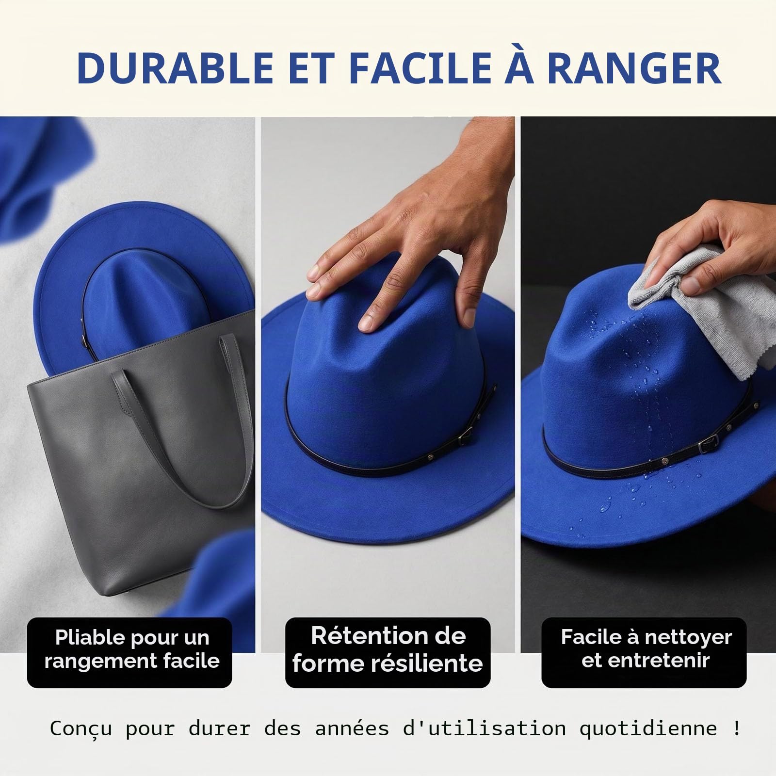 Upstore Chapeau Fedora classique en laine avec boucle de ceinture en feutre à large bord pour femme (rouge vin)