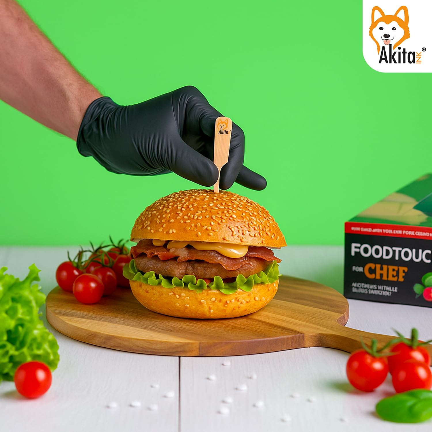 AKITAInk Guanti Chef Nitrile Neri 100 Pezzi Food Touch | Monouso Professionale per Chef e Ristorazione | Senza Polvere, 4g | Ideali per Ristorazione e Manipolazione Alimenti (XL)