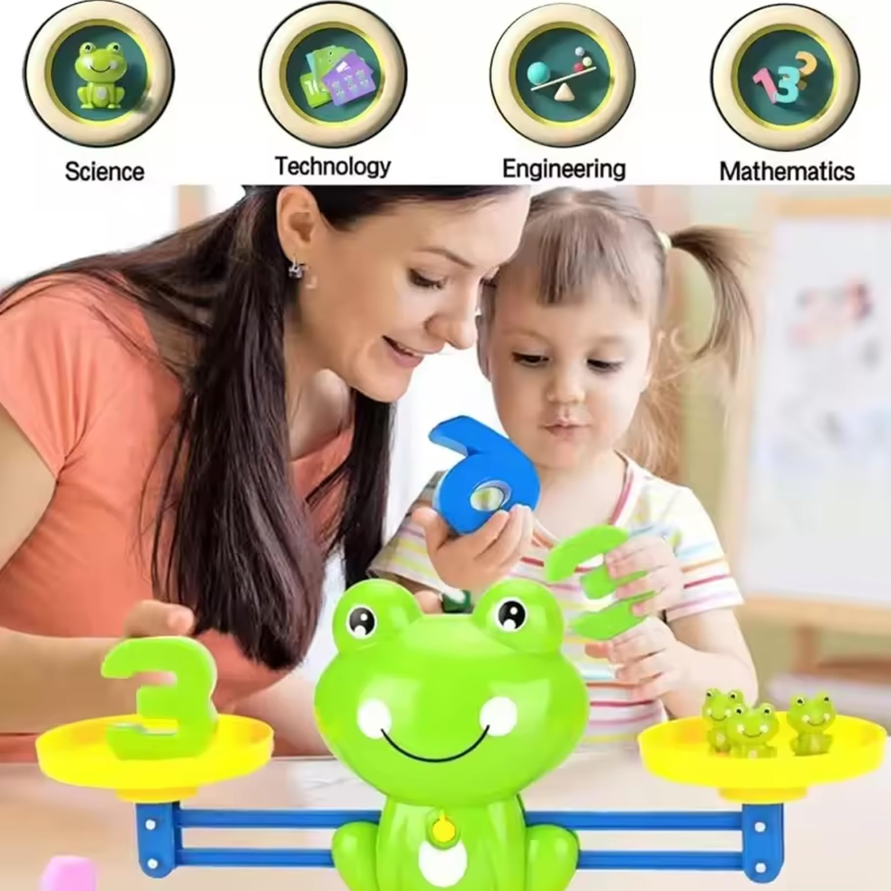 Jeu d'équilibre grenouille, balance en plastique, jouets éducatifs de comptage pour enfants 3 ans et plus