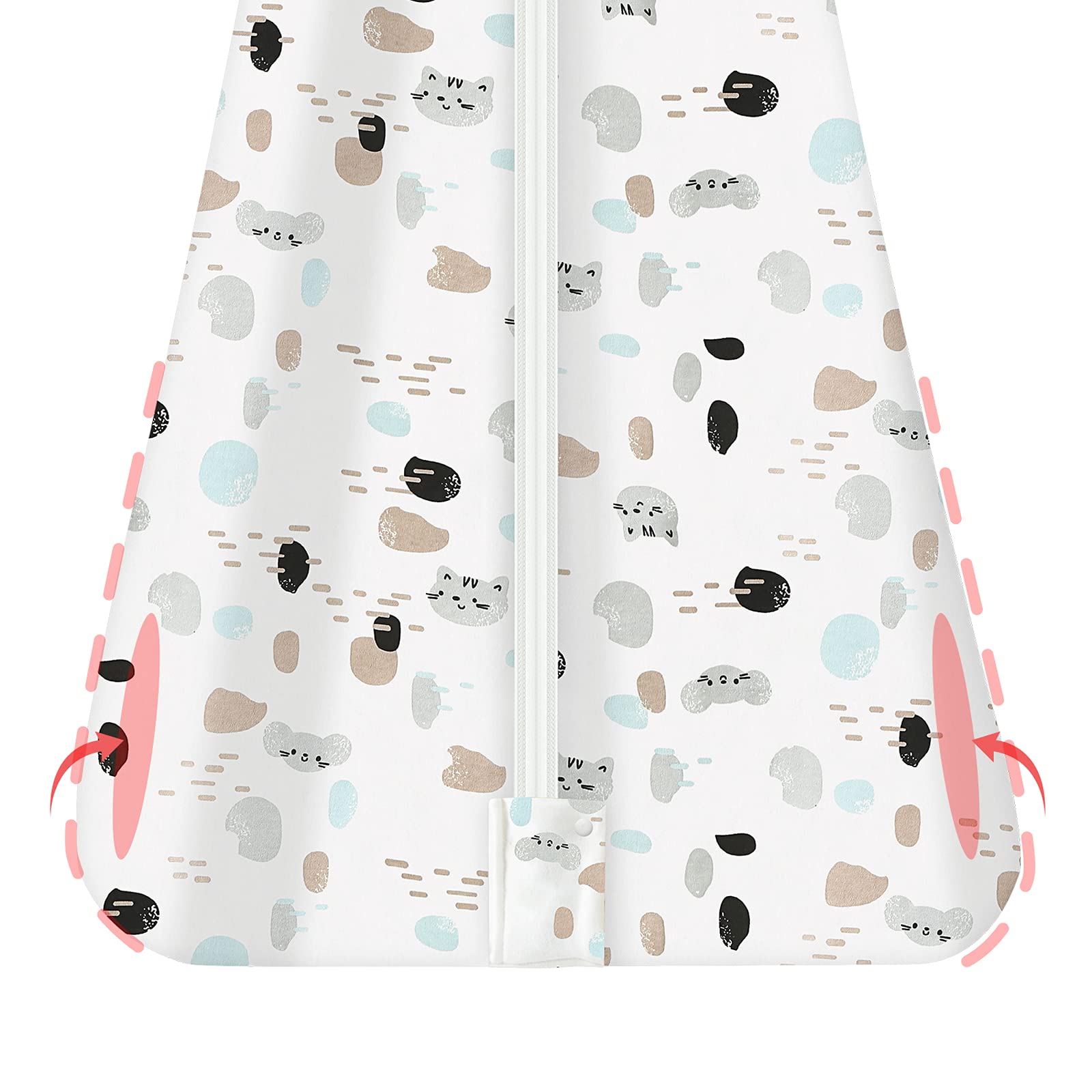 Mosebears Saco de Dormir de Verano Para Bebés 0,5 Tog Saco de Dormir Transpirable para bebés 100% Algodón Spot Cat, S (0-6 meses)