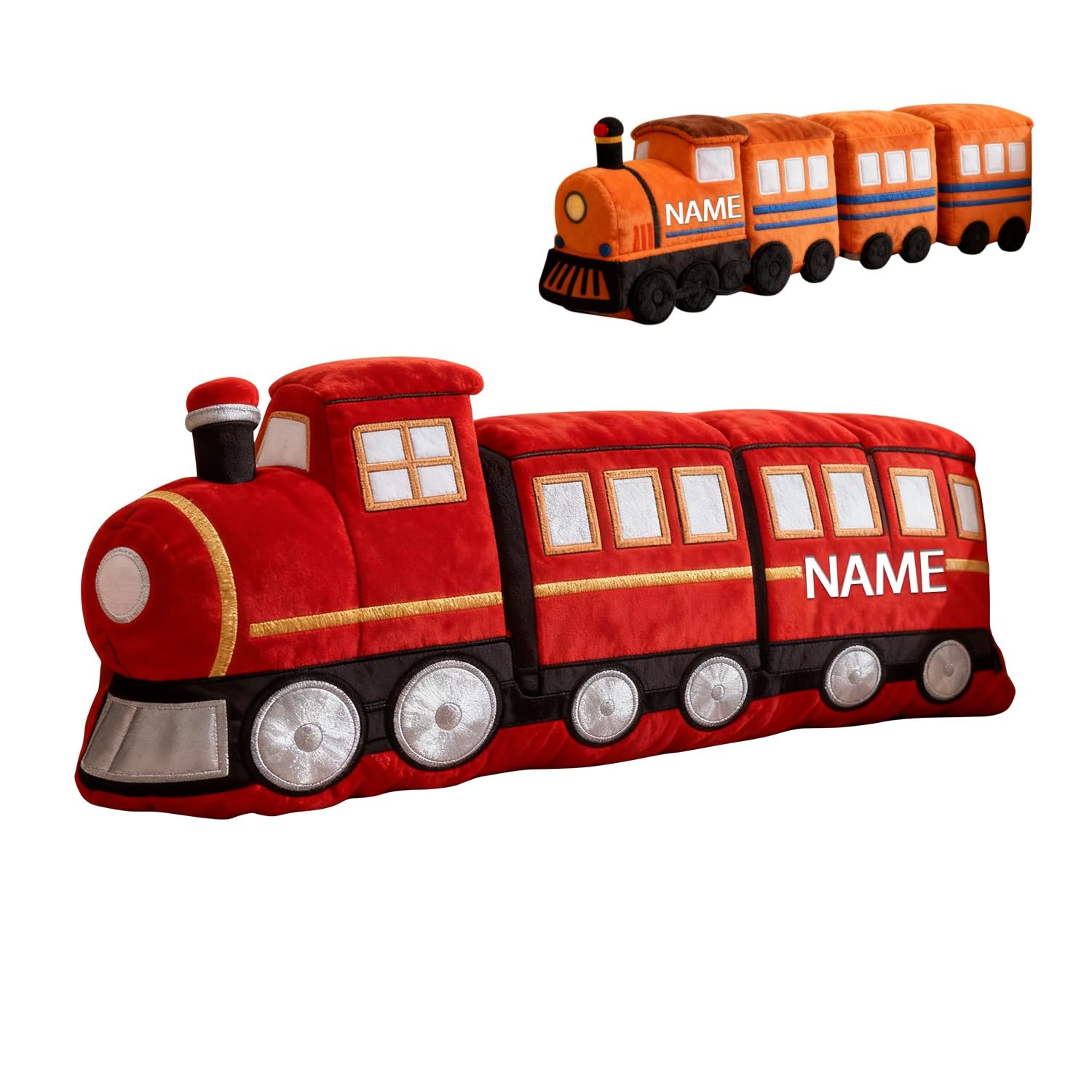VWCSDSCS Personalized Cartoon Train Shaped Throw Pillows Custom Hugging Train Plush Car Stuffed Pillow Couch Bed Living Room Kids Bedroom Decor for Boys Girls in Christmas Birthday 1