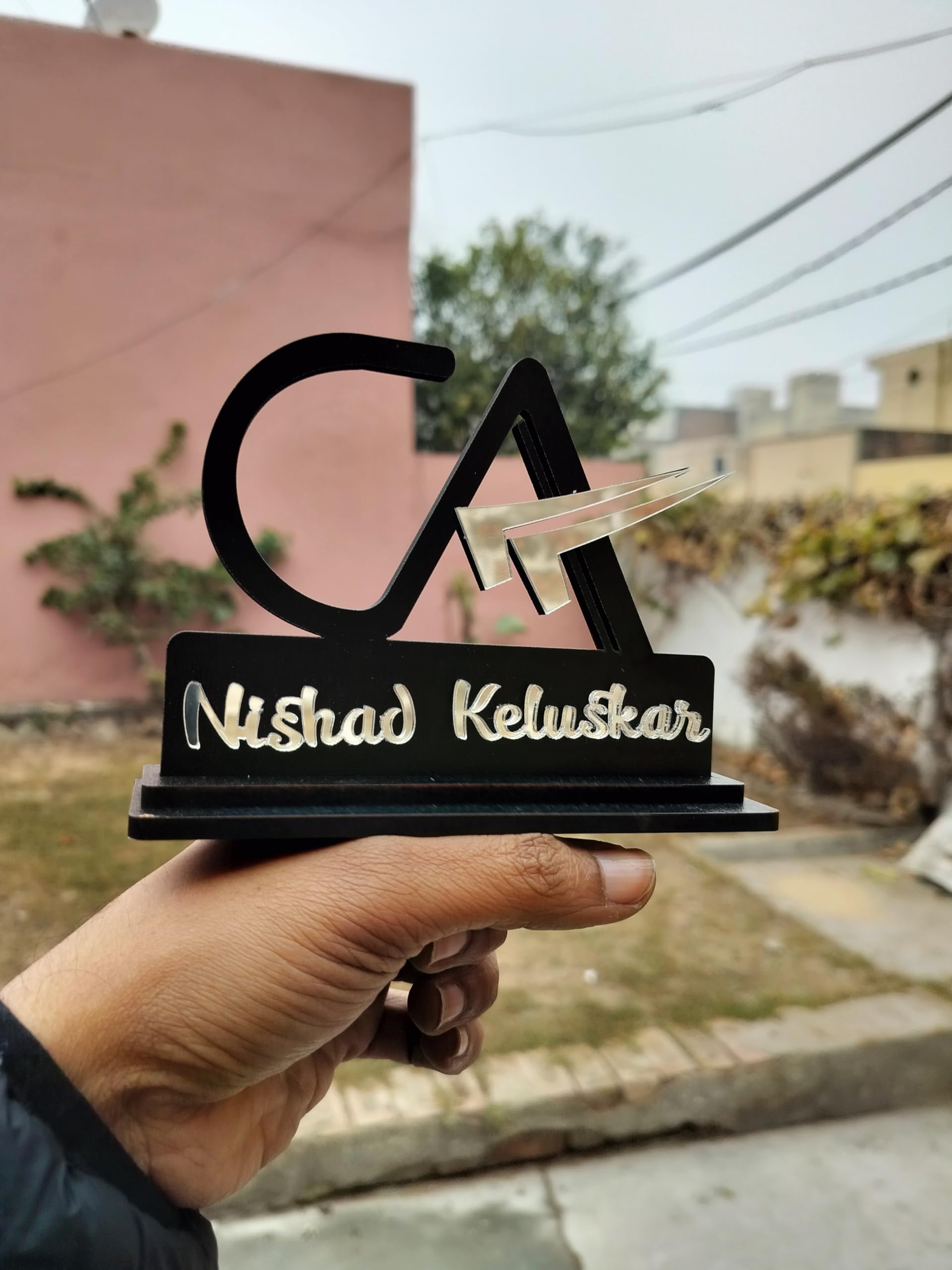 Chartered Accountant CA Office Desk Name Plate Crafted with Imported MDF nd Mirror Acrylic | with New CA Logo | Best Gift for CA — Amazon image 6