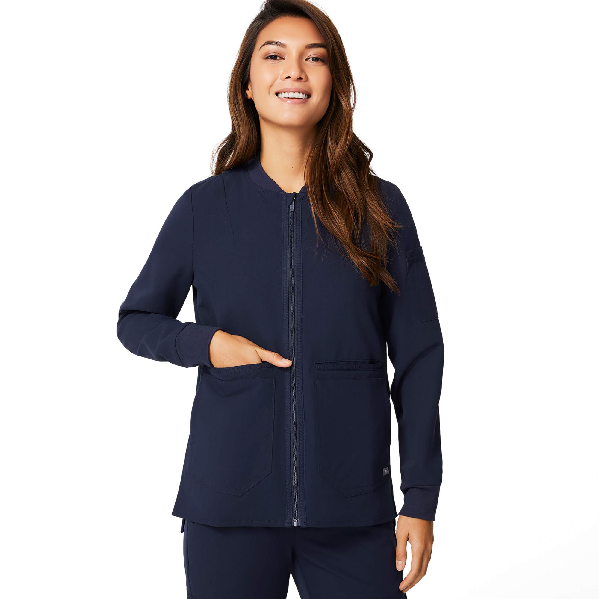 Bellery Scrub Jacket for Women — Stylish and Classic Fit Bomber Jacket with 7 Pockets and 4 Way Stretch